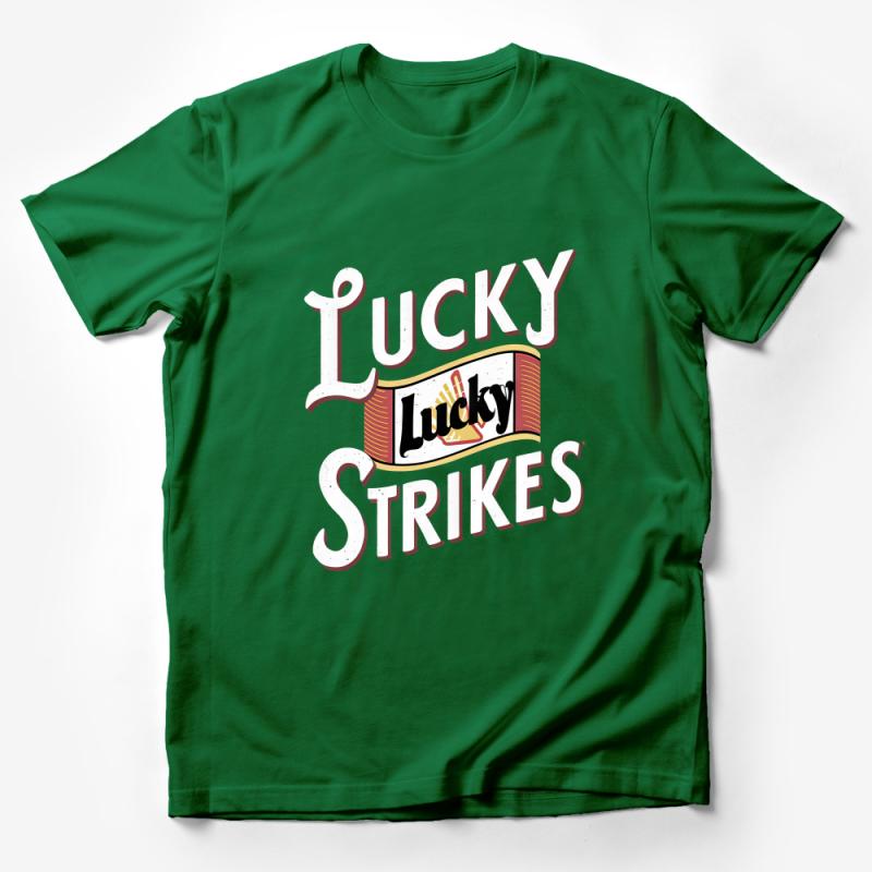 Vintage Lucky Strikes Graphic Tee, Retro-Inspired Bold Lettering Unisex T-Shirt, Casual Streetwear, Cool Typography Shirt Design Male T-Shirt