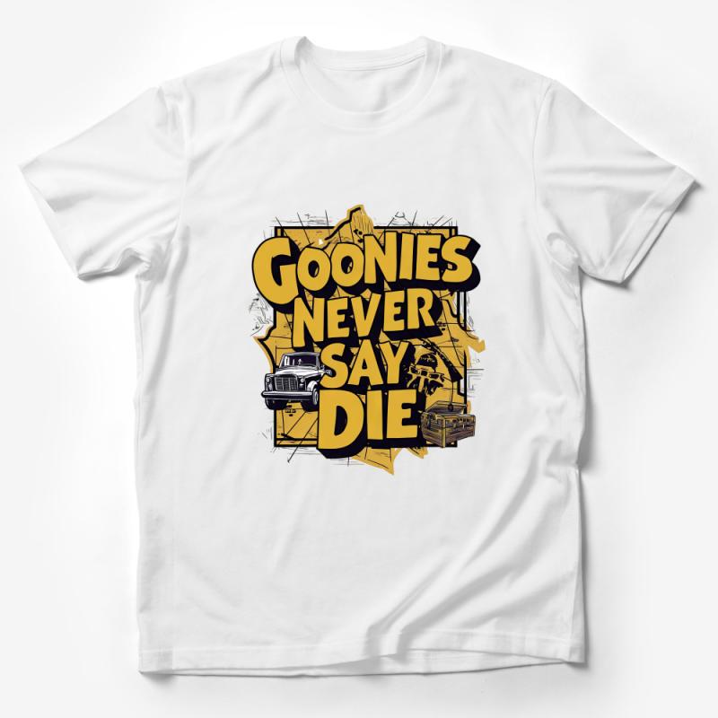 Vintage Goonies Never Say Die T-Shirt, Retro Graphic Tee, Classic Movie Fan Apparel, Unisex Clothing, Gift for Movie Lovers Male T-Shirt