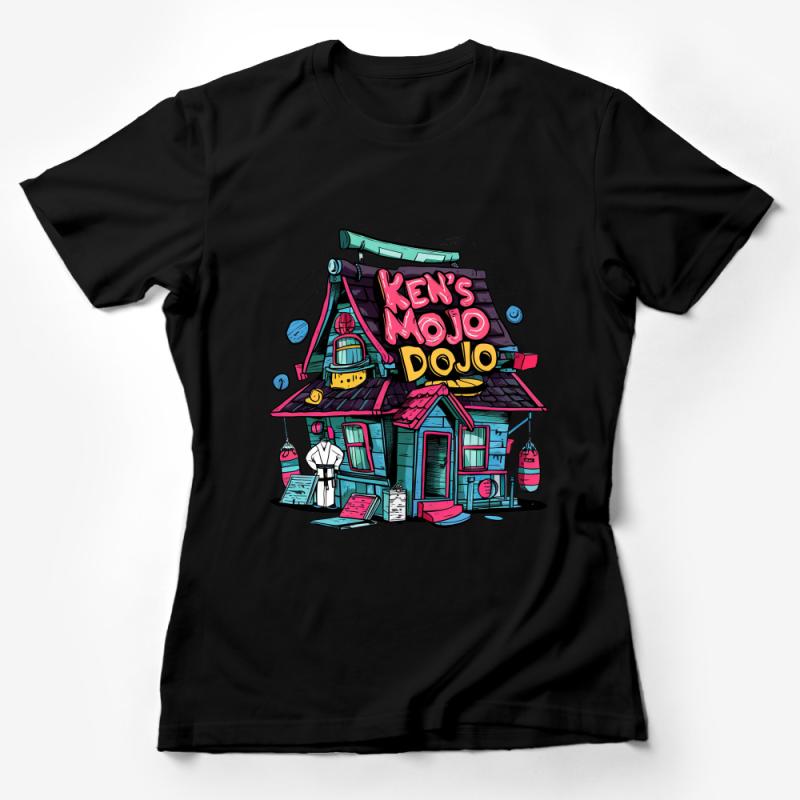 Colorful Ken's Mojo Dojo Cartoon Illustration T-Shirt, Unique Martial Arts Tee Female T-Shirt