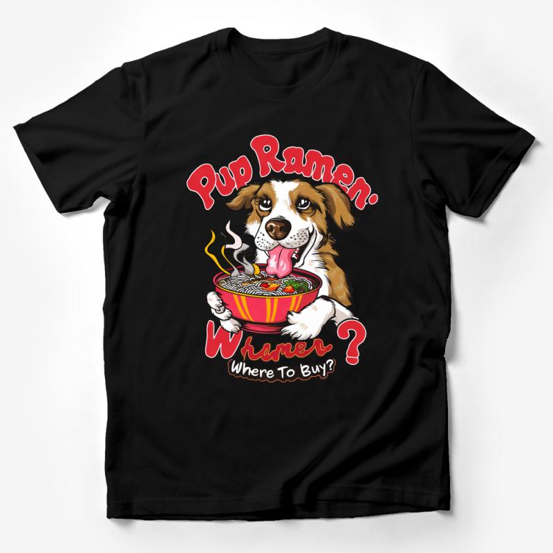 Funny Dog Ramen Noodle Bowl Graphic Tee, Cute Pup Lover Foodie T-Shirt, Unique Casual Apparel Gift for Ramen Fans Male T-Shirt