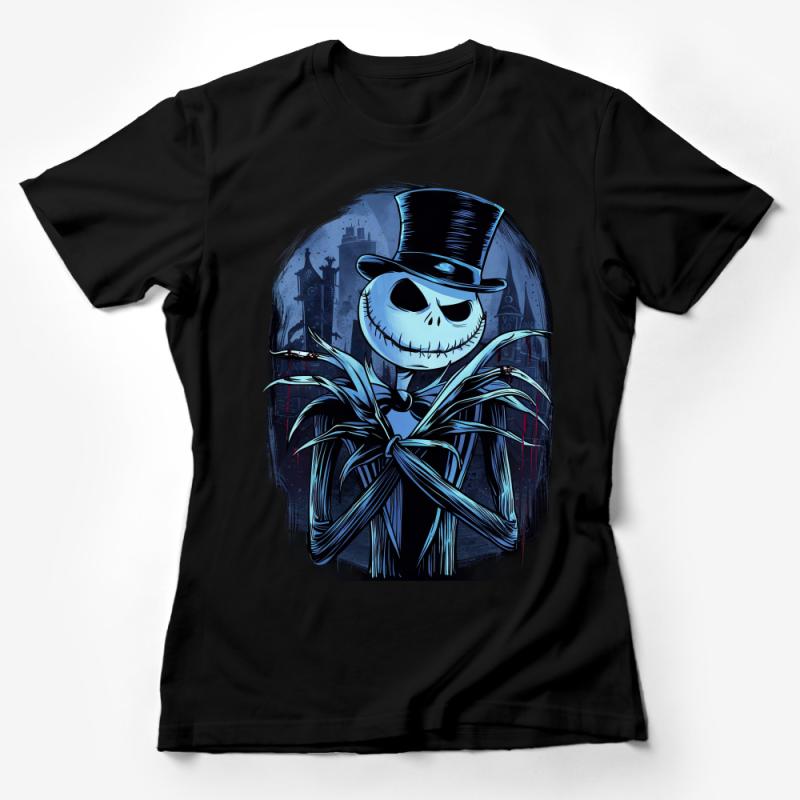 Jack Skellington T-Shirt, Halloween Town Pumpkin King, Gothic Animated Character Tee, Unique Spooky Graphic Shirt Design for Fans Female T-Shirt