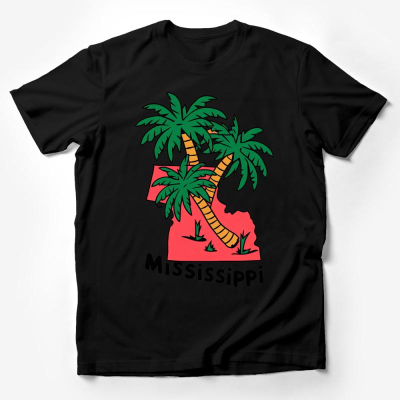 Tropical Mississippi Palm Trees Graphic Tee, Unique Summer Vacation Shirt Male T-Shirt