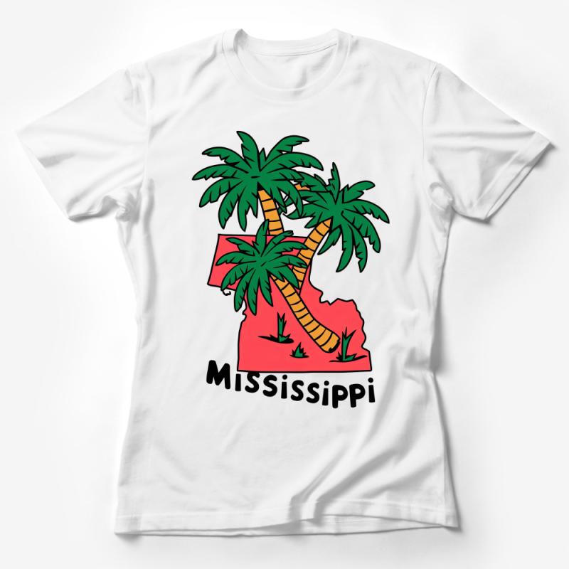 Tropical Mississippi Palm Trees Graphic Tee, Unique Summer Vacation Shirt Female T-Shirt