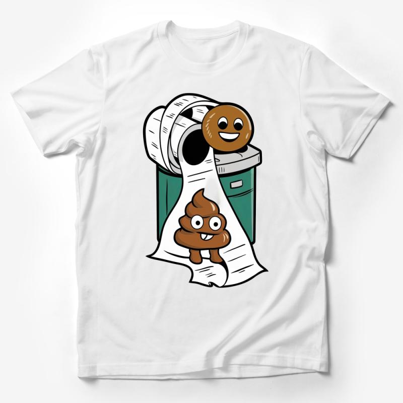 Funny Emoji Toilet Paper Cartoon Unisex T-Shirt, Quirky Bathroom Humor Tee, Unique Graphic Shirt for Friends Male T-Shirt