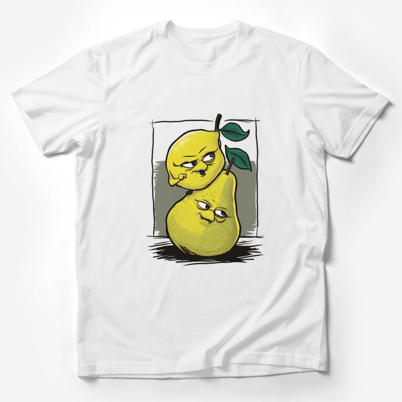 Funny Pear Fruit Cartoon Graphic T-Shirt, Cute Fruit Character Tee, Unique Illustration, Casual Wear, Unisex Adult Clothing Male T-Shirt