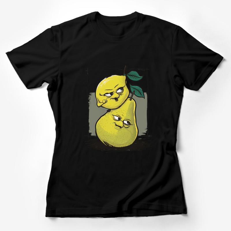 Funny Pear Fruit Cartoon Graphic T-Shirt, Cute Fruit Character Tee, Unique Illustration, Casual Wear, Unisex Adult Clothing Female T-Shirt