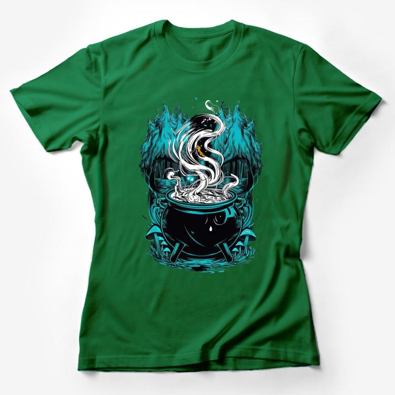 Mystical Cauldron T-Shirt, Enchanted Forest Graphic Tee, Magical Potion Unisex Shirt Female T-Shirt