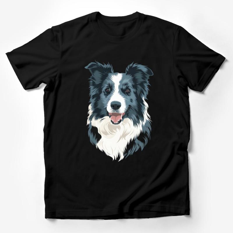 Smiling Border Collie Dog Illustration on Premium Unisex T-Shirt for Pet Lovers Male T-Shirt