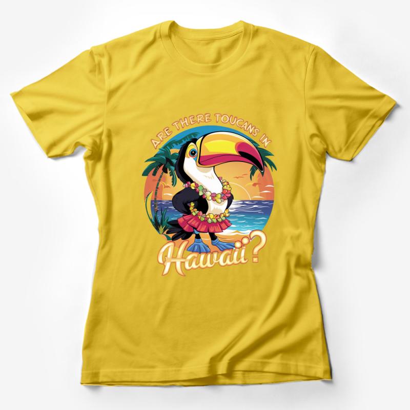 Tropical Toucan T-Shirt, Funny Hawaii Vacation Tee, Colorful Bird Beachwear, Summer Party Aloha Shirt Female T-Shirt