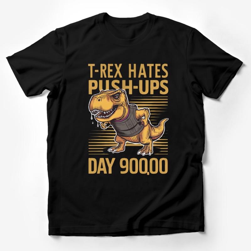 Funny T-Rex Gym Shirt, Dinosaur Push-Up Tee, Workout Humor Top, Fitness Trainer Gift, Unisex Casual Clothing, Day 9000 Apparel Male T-Shirt