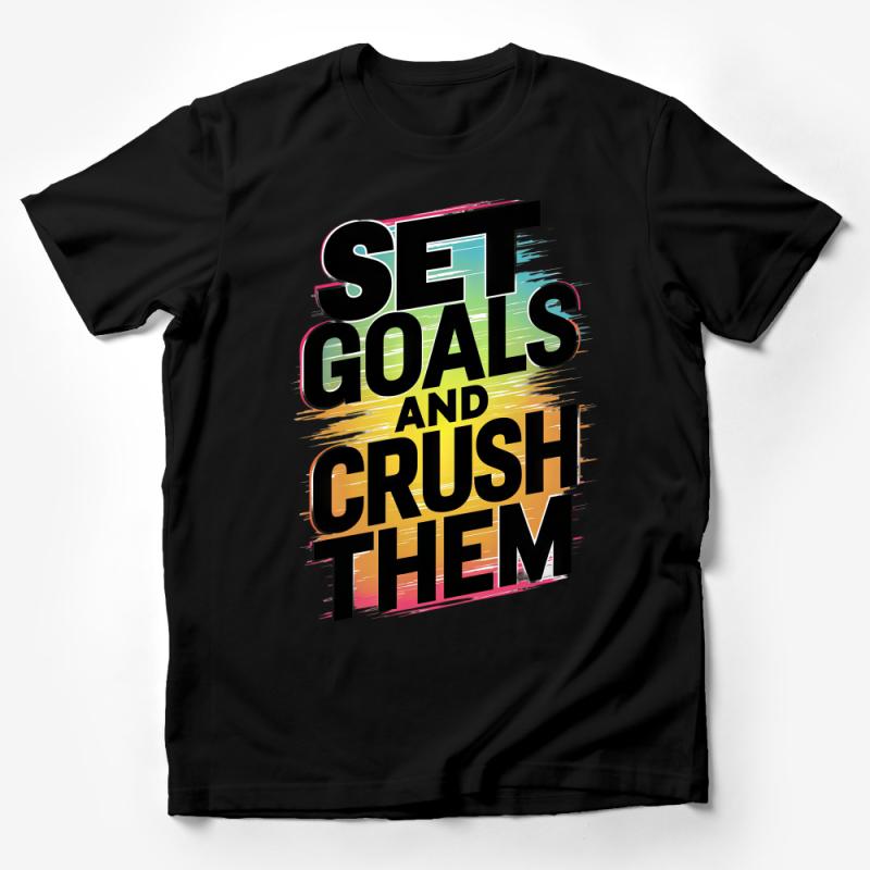 Inspirational Quote T-Shirt, Colorful Set Goals And Crush Them, Unisex Motivational Tee, Fitness Workout Shirt Gift Male T-Shirt