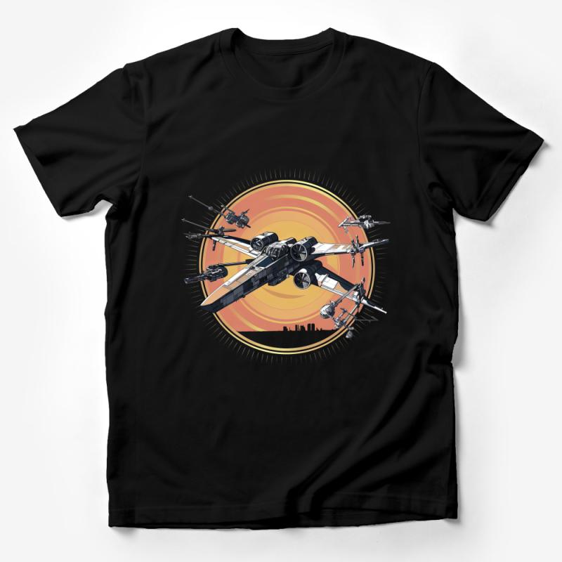 Sci-Fi Spacecraft Graphic Tee, Unisex T-Shirt, Vintage-Inspired Starship Design, Casual Geeky Apparel, Gift for Sci-Fi Fans Male T-Shirt