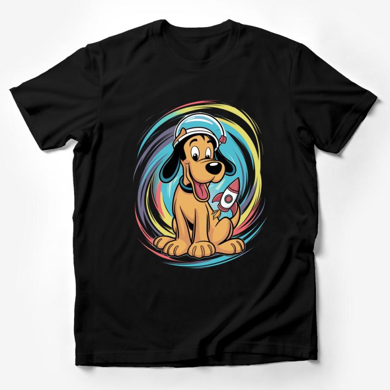 Cute Cartoon Dog T-Shirt, Kids Space Adventure Tee, Fun Animal Graphic Shirt, Casual Unisex Children's Clothing Male T-Shirt