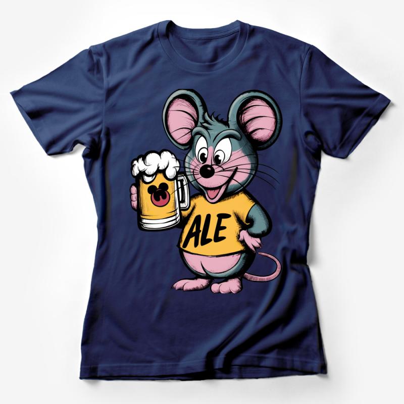 Funny Mouse Ale Drinking Shirt, Cartoon Mouse Beer Lover T-Shirt, Unisex Party Tee, Casual Pub Apparel, Gift for Beer Fans Female T-Shirt