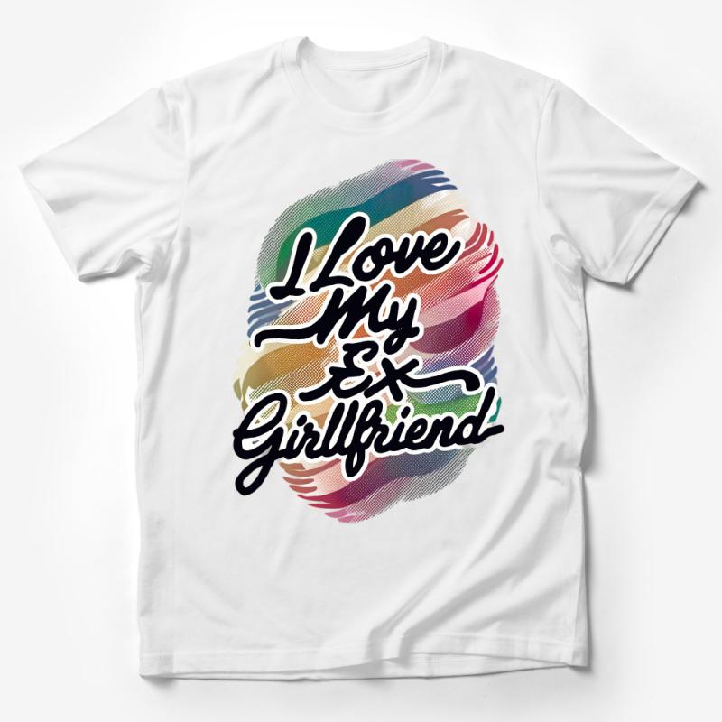 Colorful Love My Girlfriend Pride T-Shirt, Rainbow Brush Stroke Design, LGBTQ Supportive Tee, Casual Summer Fashion, Vibrant Top Male T-Shirt