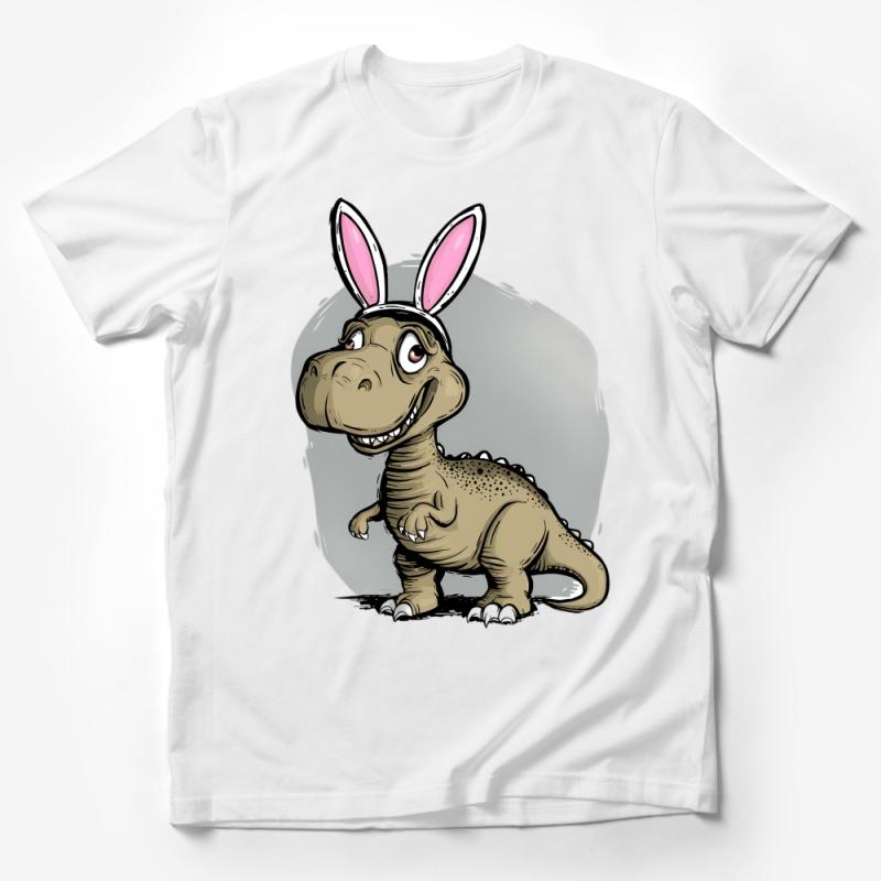 Funny T-Rex Dinosaur in Rabbit Ears T-Shirt, Cute Dino Bunny Tee, Easter Gift, Unisex Graphic Shirt for All Ages Male T-Shirt