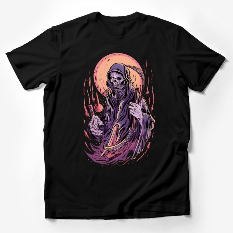 Grim Reaper T-Shirt, Mystical Death Figure Tee, Gothic Skeleton Art, Horror Fantasy Graphic Shirt, Unisex Clothing Male T-Shirt