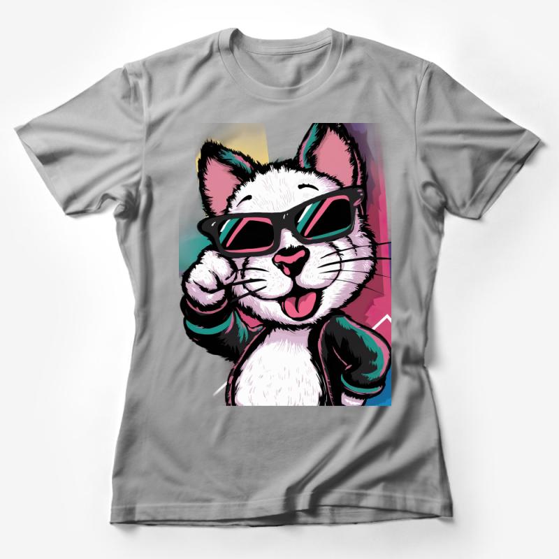 Cool Cat with Sunglasses T-Shirt, Funky Feline Graphic Tee, Hipster Cat Apparel, Unisex Casual Fashion Top Female T-Shirt