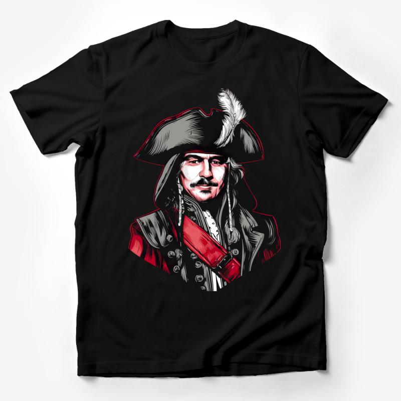 Vintage Pirate Captain T-Shirt, Nautical Adventure Tee, Ocean Lover Gift, Unique Illustration, Unisex Clothing Male T-Shirt