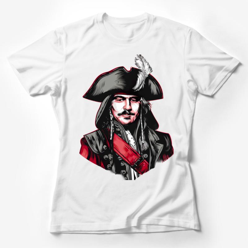 Vintage Pirate Captain T-Shirt, Nautical Adventure Tee, Ocean Lover Gift, Unique Illustration, Unisex Clothing Female T-Shirt