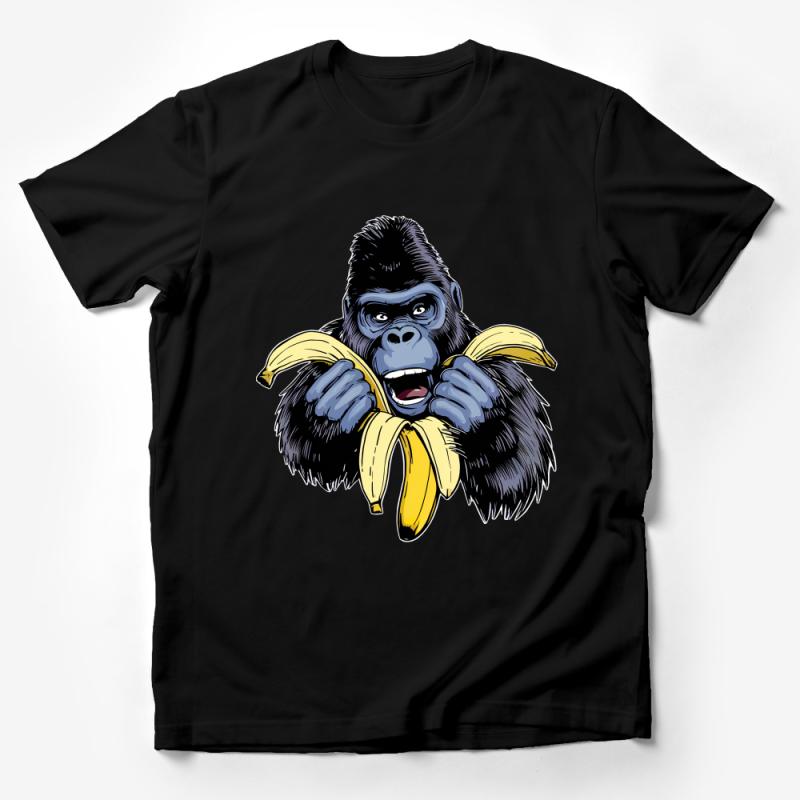 Funny Gorilla With Bananas T-Shirt, Cartoon Ape Graphic Tee, Unisex Animal Lover Shirt, Casual Wild Life Top, Unique Gift Idea Male T-Shirt