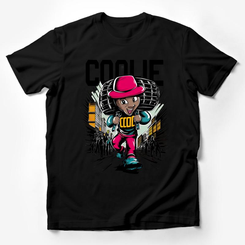 Urban Coolie Character T-Shirt, Funky Streetwear Graphic Tee, Hip Hop Style Shirt, Unique Illustration Apparel Male T-Shirt