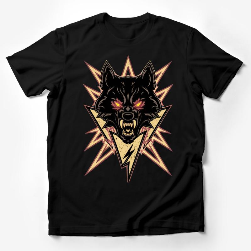 Men's Graphic Wolf T-Shirt, Angry Wolf Star Design, Cool Animal Tee, Unique Streetwear, Gift for Him, Casual Fashion Top, Bold Print Shirt Male T-Shirt