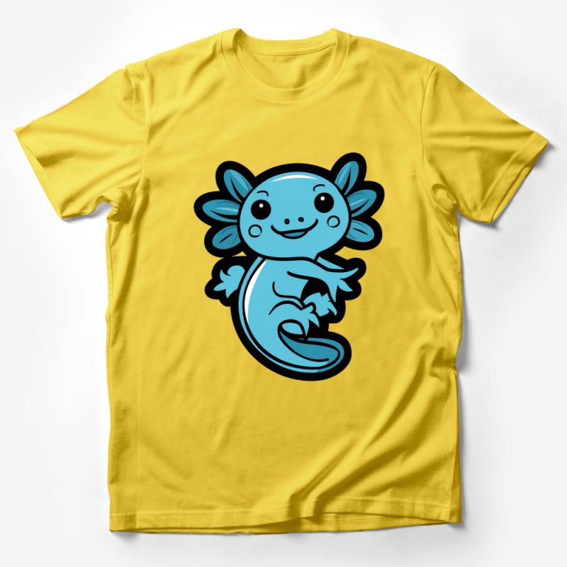 Cute Blue Axolotl Cartoon T-Shirt, Unisex Graphic Tee, Animal Lover Gift, Casual Wear, Unique Design Top, For All Ages Male T-Shirt