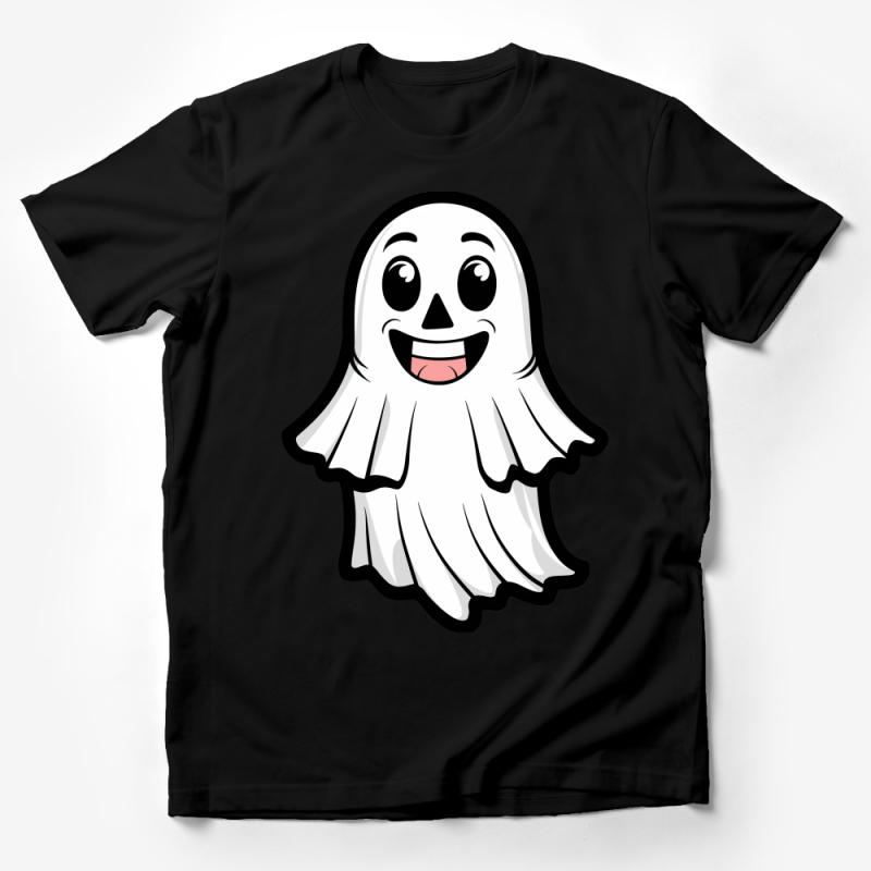 Cute Ghost Cartoon T-Shirt, Funny Halloween Casual Tee, Unisex Ghost Graphic Shirt for Parties Male T-Shirt