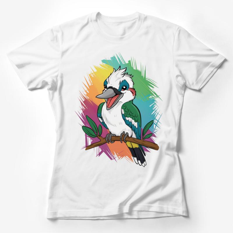 Colorful Kookaburra Bird T-Shirt, Vibrant Animal Graphic Tee, Unisex Nature Inspired Shirt, Casual Wildlife Illustration Top for All Ages Female T-Shirt