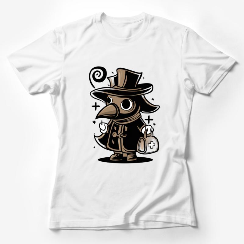 Whimsical Plague Doctor T-Shirt, Vintage Inspired Tee, Quirky Character Art, Unisex Apparel Gift Female T-Shirt