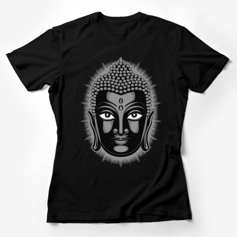 Buddha Face T-Shirt, Spiritual Zen Yoga Tee, Meditation Graphic Shirt, Unisex Buddhism Apparel, Mindful Gift Idea Female T-Shirt