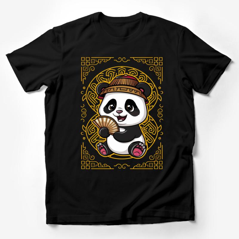 Cute Panda T-Shirt, Kids Unisex Graphic Tee, Animal Lover Gift, Asian Inspired Design, Panda with Fan, Soft Cotton Clothing Male T-Shirt