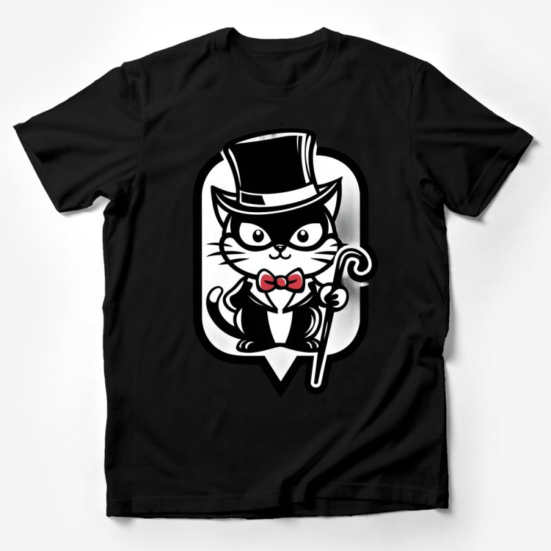 Vintage Style Cat T-Shirt, Gentleman Cat with Top Hat, Retro Feline Fashion Tee, Unique Graphic Cat Lover Shirt, Unisex Clothing Male T-Shirt