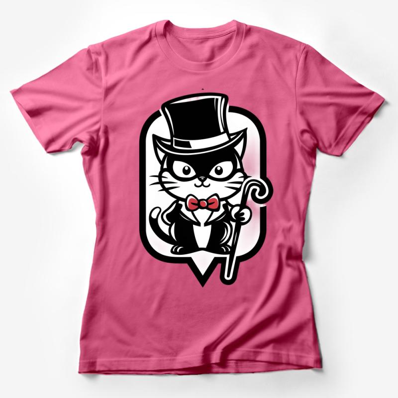 Vintage Style Cat T-Shirt, Gentleman Cat with Top Hat, Retro Feline Fashion Tee, Unique Graphic Cat Lover Shirt, Unisex Clothing Female T-Shirt