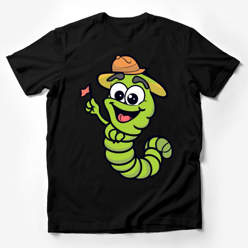 Kids Adventure T-Shirt, Cartoon Worm Explorer, Cute Animal Graphic Tee, Children's Outdoor Clothing, Unisex Youth Shirt Male T-Shirt