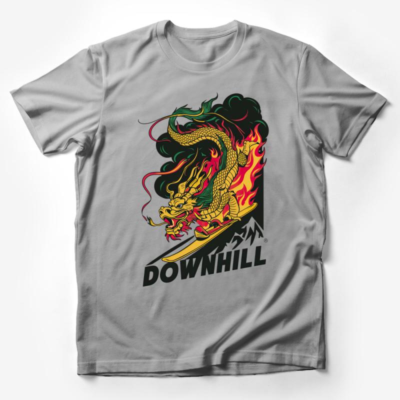 Men's Downhill Skater Dragon T-Shirt, Urban Fire Skateboarding Tee, Bold Graphic Streetwear Shirt, Mythical Creature Skate Tee Male T-Shirt