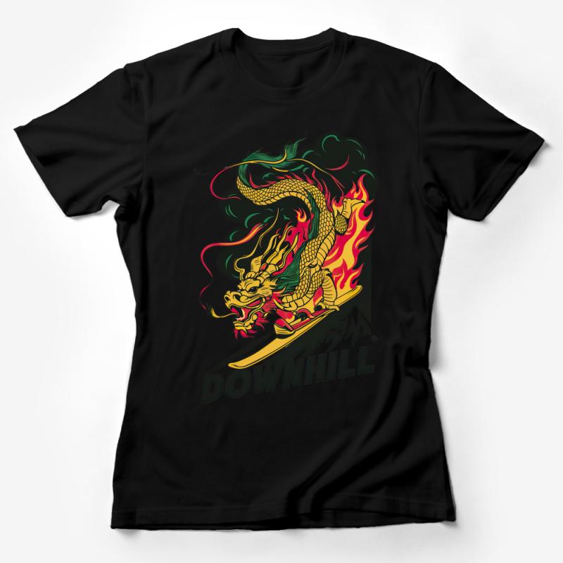 Men's Downhill Skater Dragon T-Shirt, Urban Fire Skateboarding Tee, Bold Graphic Streetwear Shirt, Mythical Creature Skate Tee Female T-Shirt