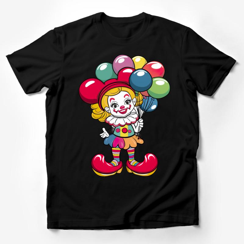 Colorful Clown Cartoon T-Shirt, Unisex Funny Clown Tee for Parties, Cotton Graphic Shirt for Circus Lovers, Gift Male T-Shirt