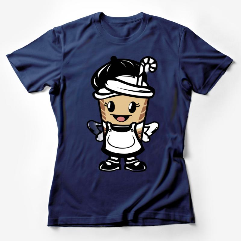 Cute Barista Coffee Cup Character T-Shirt, Unisex Cartoon Coffee Lover Tee, Gift for Baristas and Coffee Fans, Comfy Casual Shirt Female T-Shirt