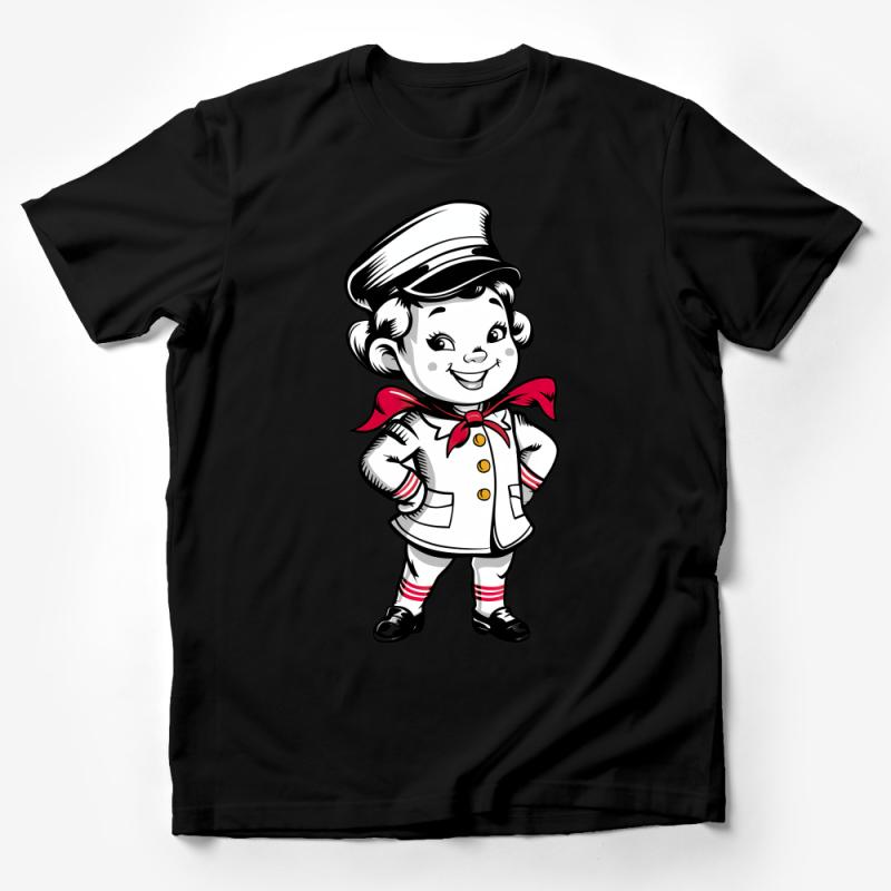 Vintage Sailor Boy Graphic Tee, Nautical Retro Style T-Shirt, Kids Navy Outfit, Unisex Clothing Male T-Shirt