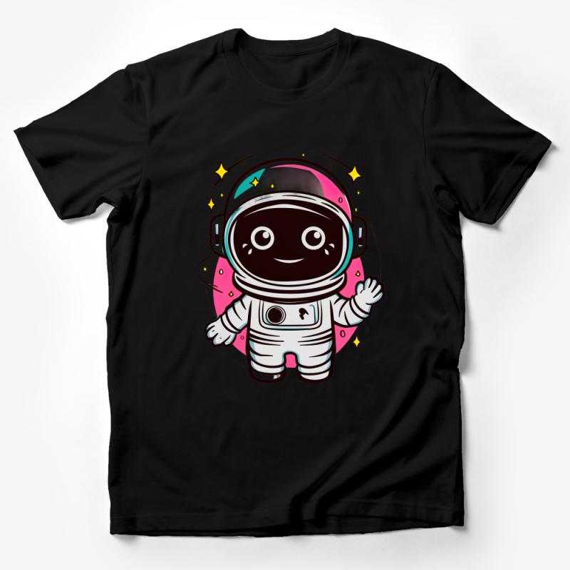 Cute Astronaut Cartoon T-Shirt, Space Explorer Graphic Tee, Unisex Kids and Adult Sizes, Fun Outer Space Clothing Gift Idea Male T-Shirt