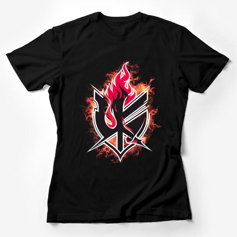 Fiery Phoenix Emblem Graphic Tee, Unisex Fire Bird Shirt, Fantasy Mythical Creature T-Shirt, Trendy Cool Design Casual Wear Top Female T-Shirt