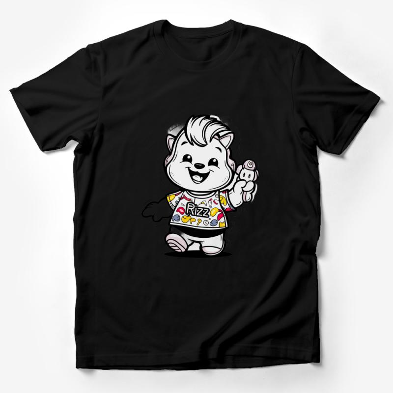 Cute Cartoon Cat T-Shirt, Hip Cool Kitten Tee, Graphic Animal Shirt for All Ages, Unisex Casual Top Male T-Shirt