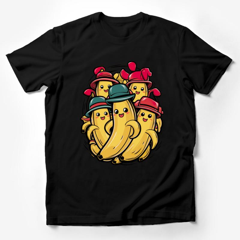 Cute Banana Family T-Shirt, Fun Fruit Characters Unisex Tee, Whimsical Banana Cartoon Apparel, Unique Graphic Shirt for All Ages Male T-Shirt