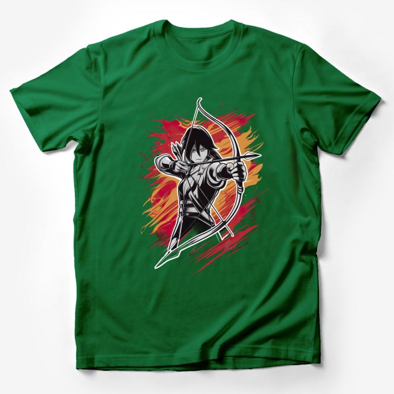 Archery Fantasy Warrior T-Shirt, Graphic Archer Print Tee, Unisex Adult Clothing, Unique Artistic Design Shirt, Gift for Archers Male T-Shirt