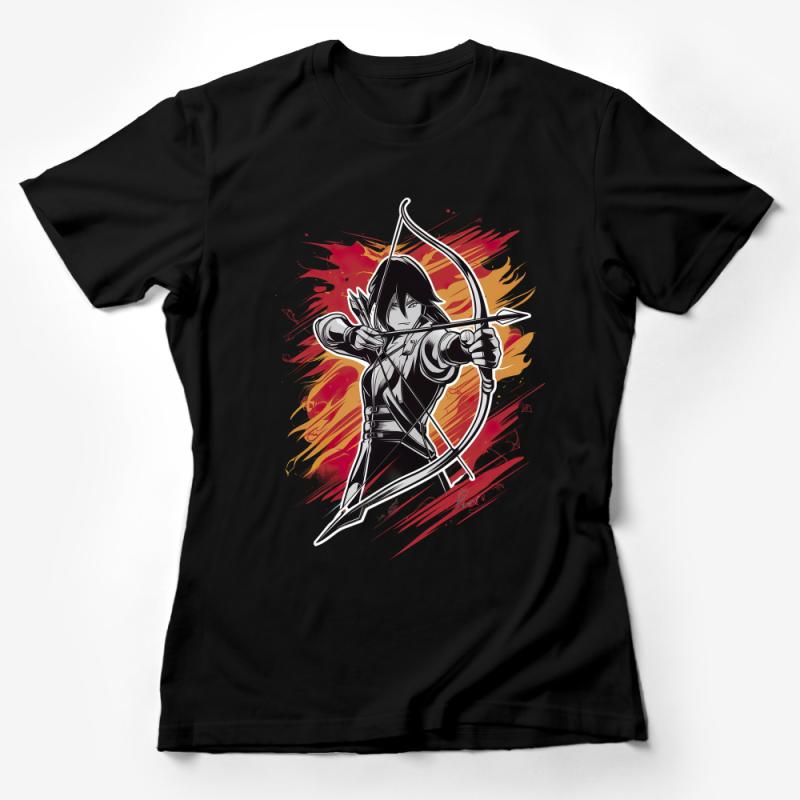 Archery Fantasy Warrior T-Shirt, Graphic Archer Print Tee, Unisex Adult Clothing, Unique Artistic Design Shirt, Gift for Archers Female T-Shirt