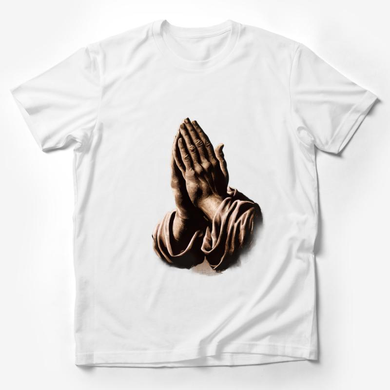 Praying Hands Graphic T-Shirt, Spiritual Tee, Unisex Religious Shirt, Faith-Based Apparel, Soft Cotton, Meditation Clothing, Christian Gift Male T-Shirt