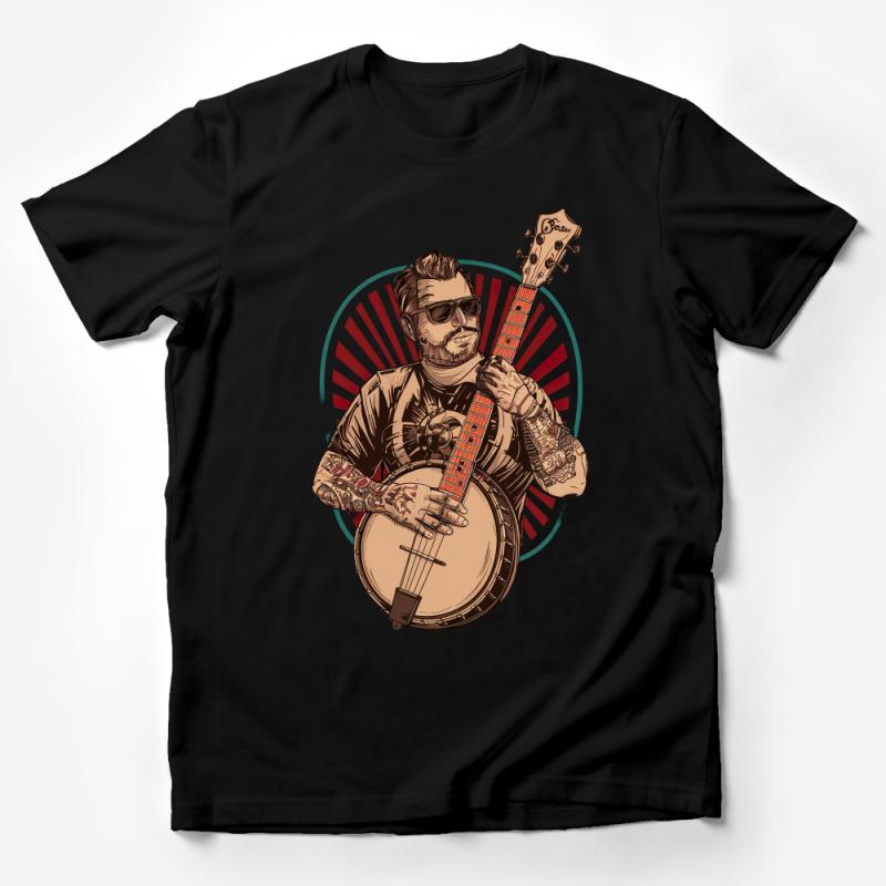 Cool Musician T-Shirt, Guitar Player Graphic Tee, Vintage Style Band Shirt, Unisex Music Tee Male T-Shirt