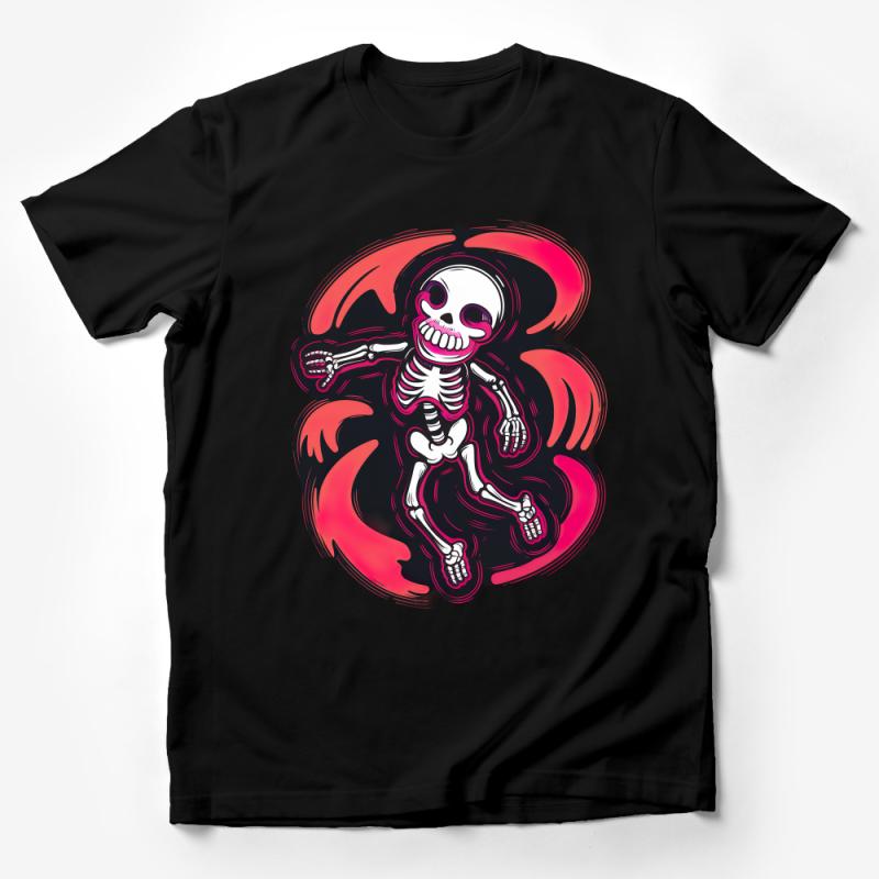 Unique Skeleton Dance Graphic T-Shirt, Vibrant Red Black Design, Unisex Fashion, Casual Streetwear Tee, Bold Artistic Print Male T-Shirt